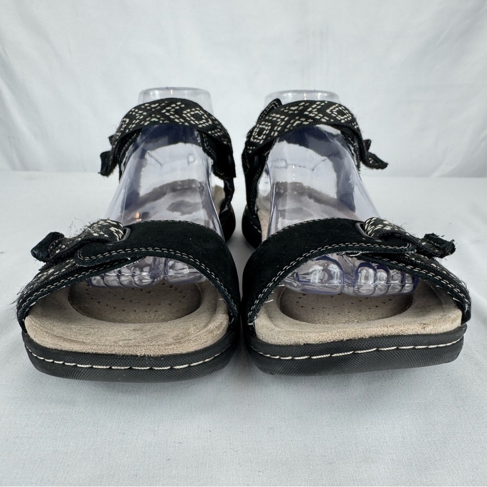 Clarks Amanda Sprint Adjustable Sandals in Black Suede - Picture 2 of 9